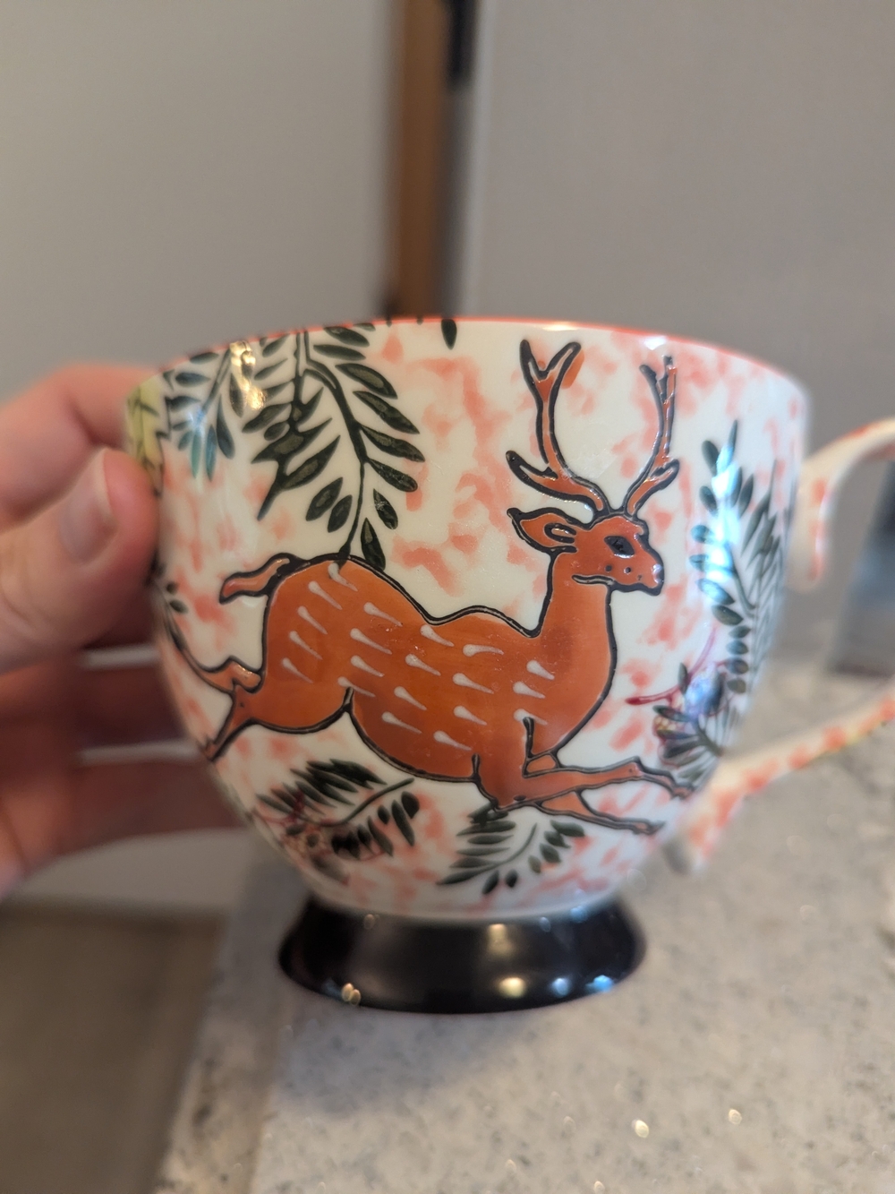 World Market Deer Woodland Ceramic Coffee Cup 12 fl oz Microwave & Dishwasher